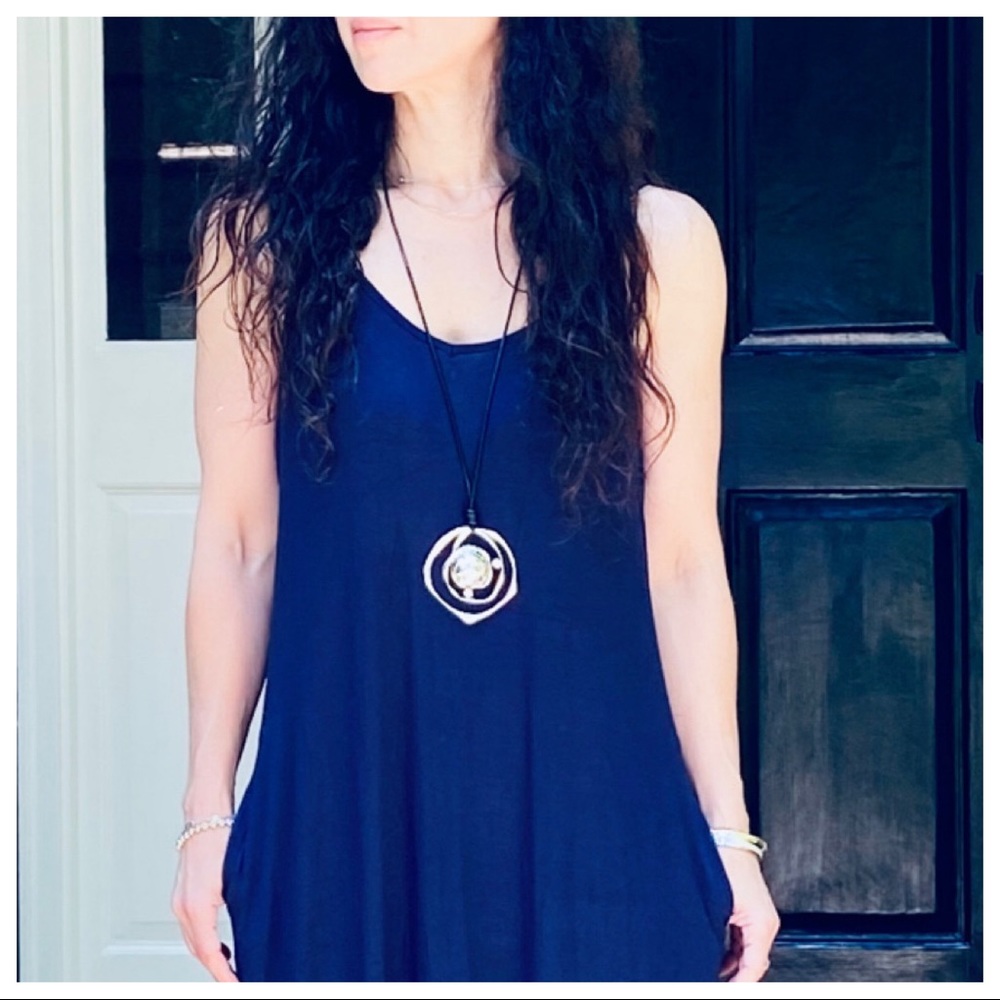 ✨PARIS✨LEATHER CHAIN GORGEOUS CIRCLE NECKLACE - Picture 11 of 12